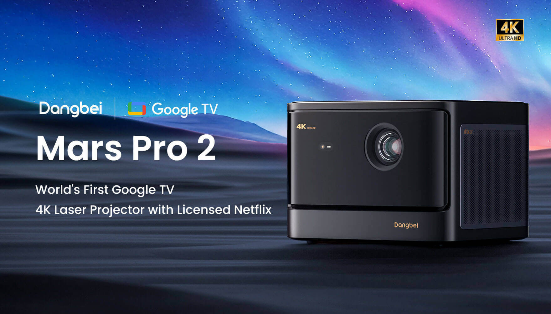 Портативный лазерный проектор Dangbei с разрешением 4K оснащен Google TV и Netflix